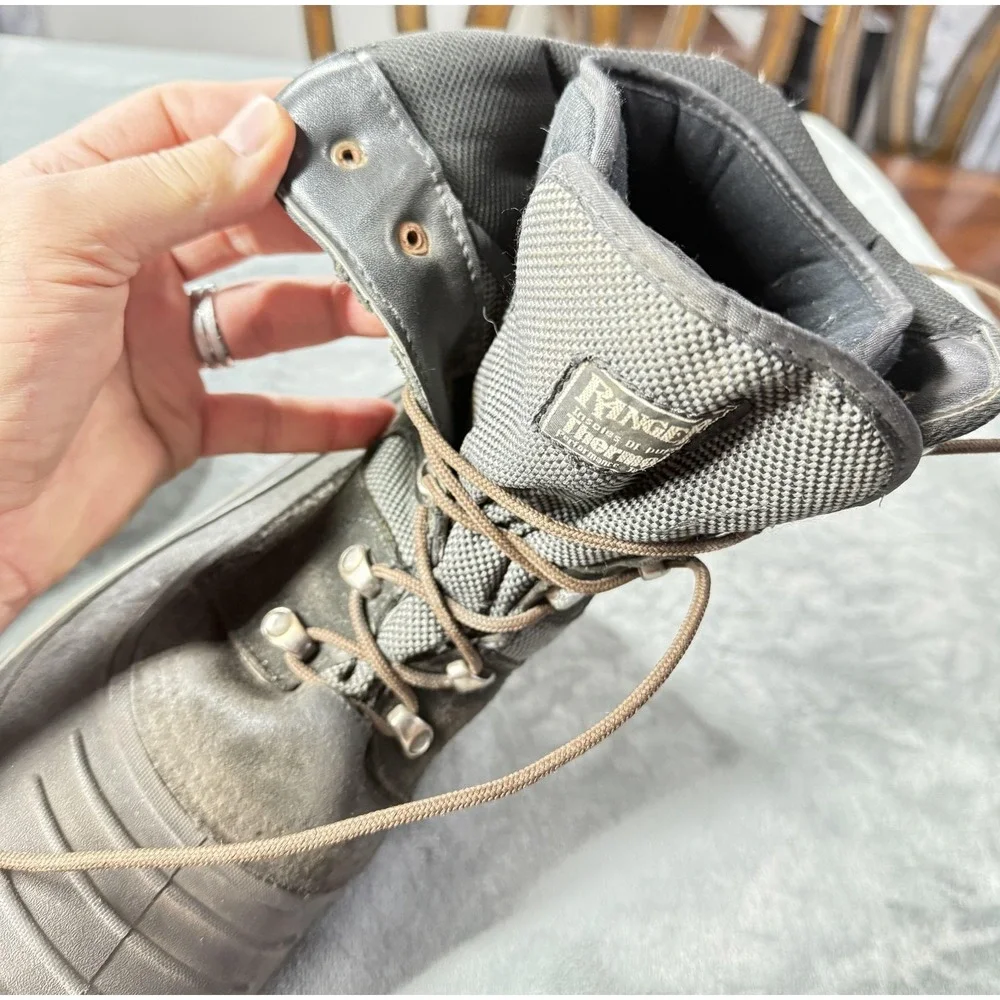 Ranger Thermolite Boots Mens Size 9 Gray Insulated Winter Snow Rubber Outdoor